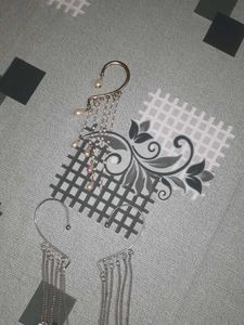 Boho Ear Cuff with Pearl Dangle Chains