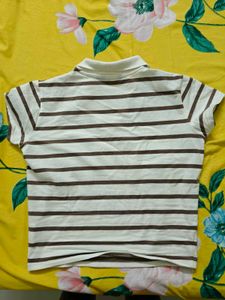 Striped Polo Neck fitted top