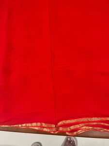 red golden saree