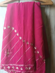 Hot Rose Pink Saree