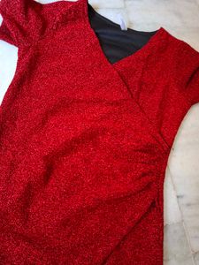 Red Shimmer Wrap Dress