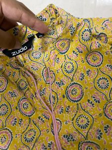 Yellow Printed Kurta