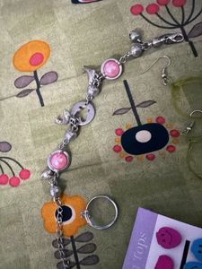 Cute Smile Face &amp; Charm Bracelet Jewelry Set