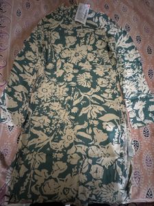 Green Floral Print Kurta bell sleeves