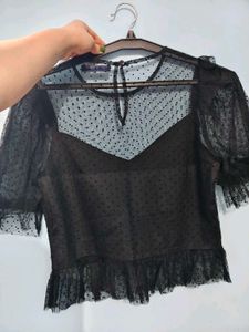 Black Polka Dot Sheer Sleeve 🌶️
