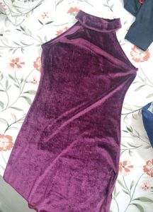Velvet Purple Maroon Dress