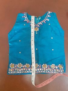 Embellished Teal Ethnic Blouse for girls