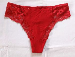 Red Lace Detail Thong ❤️