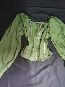 Square Neck Top With Zip Front