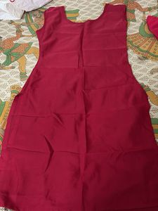 Pink &amp; Red Colorblock Kurta