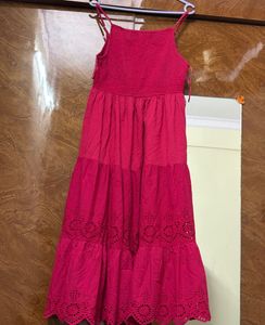 Pink Smocked Tiered Dress with Cut outs-size M