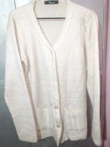 Montrex Cream Colour Cardigan Sweater For Women