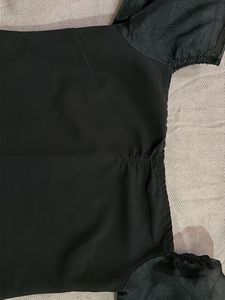 Elegant Black Blouse Top with sheer sleeves