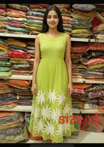 Lime Green Embroidered Ethnic Gown xl