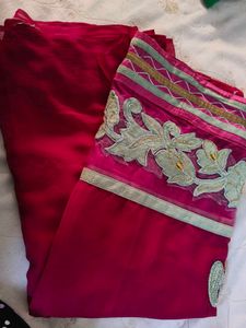 Vibrant Magenta Embroidered Saree