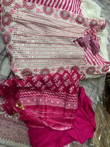New Stitched Pink Colour Cotton  Suit