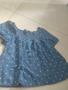 Cute Denim Star Print Top