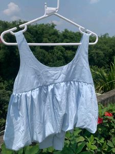 Baby Blue Ruffled Crop Top
