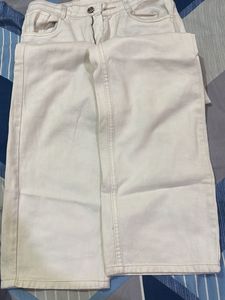 Cream Wide Leg Jeans