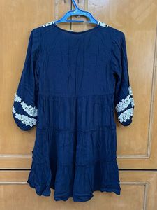 Navy Blue Embroidered Dress