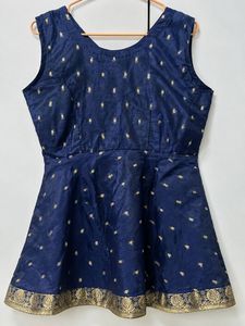 Navy Blue Embroidered peplum kurti
