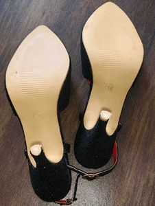 CARLA BRAGA Embellished Sparkling Black Heels