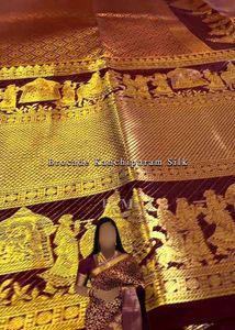 Elegant Maroon Silk Saree with Gold Border