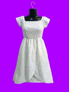 White Eyelet Smocked Dress Fit For All Xs,S,M & L.