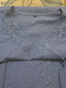 Elegant Blue Kurta Set with Intricate Embroidery