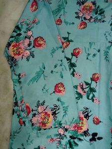 Light Blue Floral Print Kurta