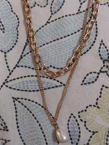 Layered Pearl &amp; rose gold Necklace