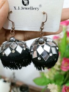 Y.J. Jewellery Black Mirror Ball Earrings