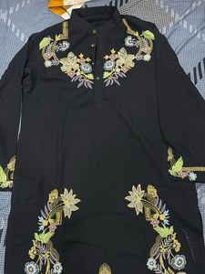Embroidered Black Kurta