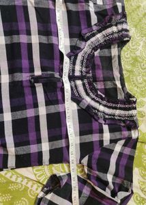 Purple and Black Checkered zipper maxi for winter
