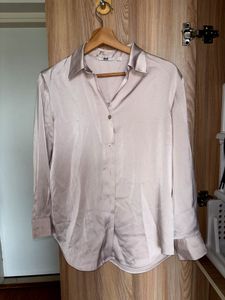 Premium Satin champagne coloured Button-Up Shirt