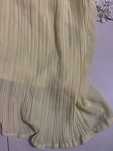 Yellow Pleated Blouse with Silver Embellishments