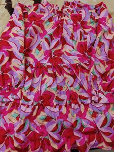 Vibrant Floral Print Tiered Top