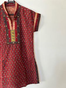 Vibrant Rust Handblock Printed Kurti