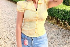 Chic Yellow Puff Sleeve Blouse