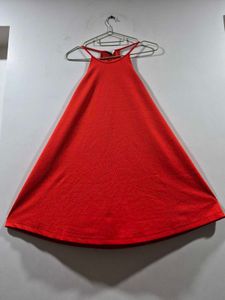 Vibrant Red Halter Neck A-Line ZARA dress
