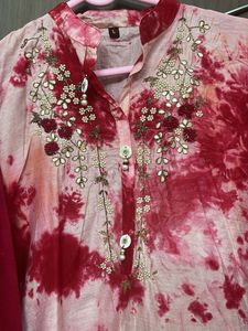 Stylish Tie-Dye Kurta Set with Dupatta for M &amp; L