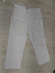Comfortable White Linen Blend Pants