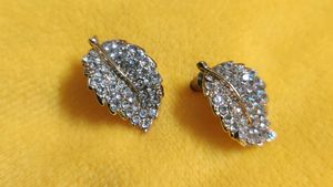 Stone Studded Leaf Design Earrings