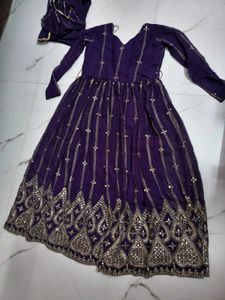 Elegant Purple Embellished Anarkali Gown