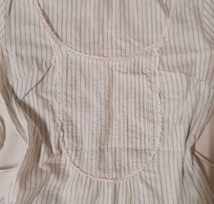 White Striped Peplum Top