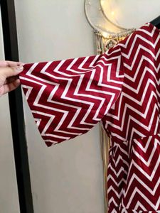 Maroon &amp; White Chevron Tiered Top 3XL