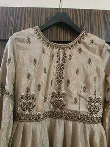 Embellished Pleated Kurti with Plazoo