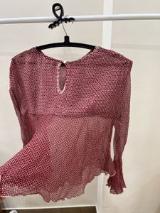 Mesh Chiffon TOP with flared bell sleeves