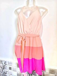 Colorblock Wrap Mini Dress