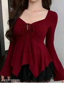 Chic Flared Sleeve Tie-Front Top